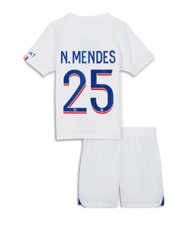 Paris Saint-Germain Nuno Mendes #25 Ausweichtrikot für Kinder 2022-23 Kurzarm (+ Kurze Hosen)